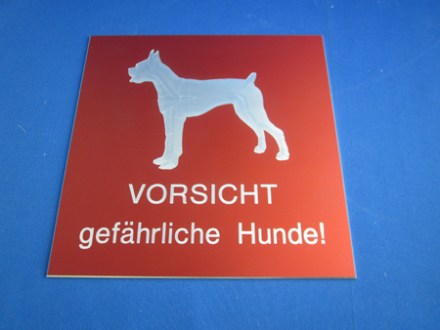 Aluminium Schild mit Symbol Hund Tiefgravur in silber
